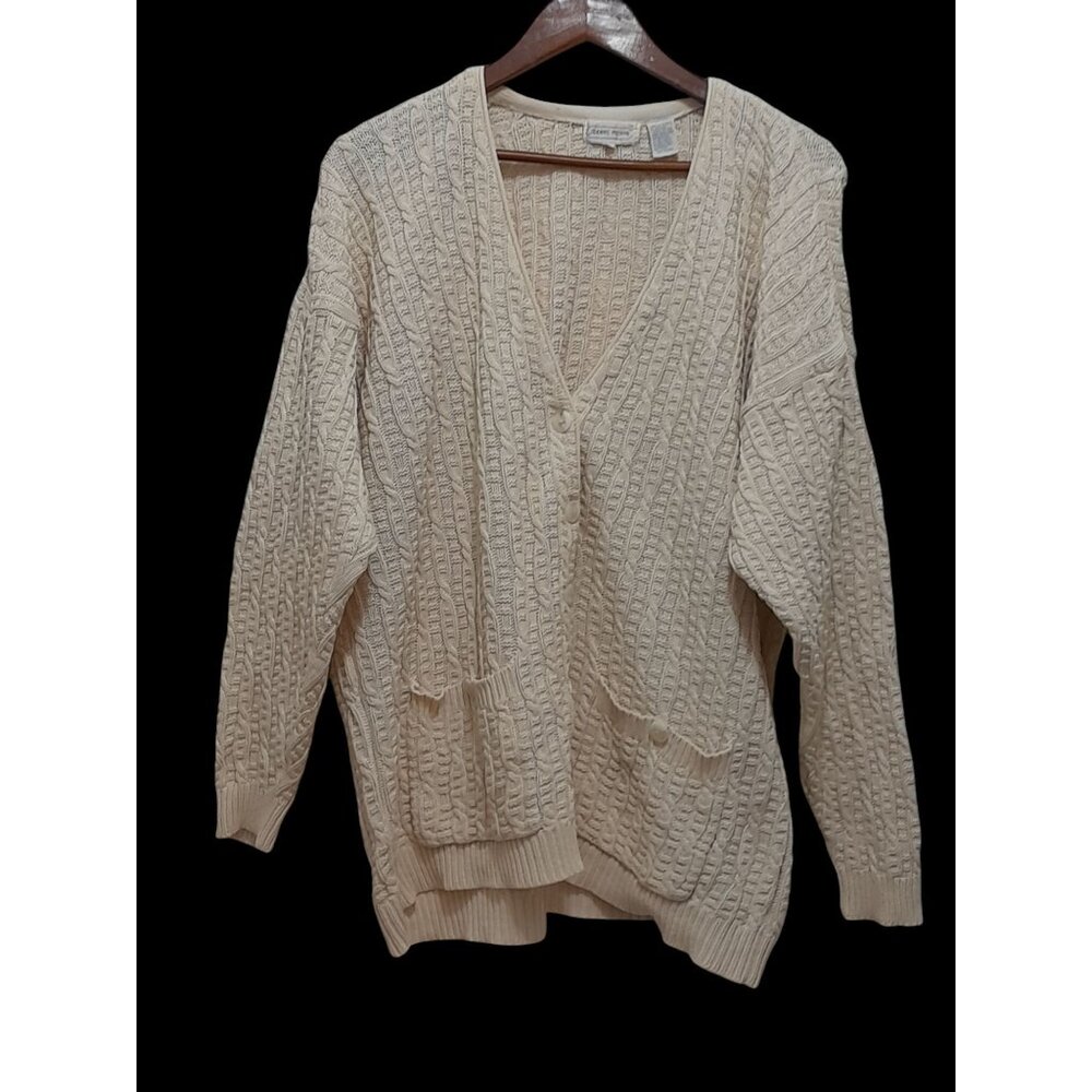 Vtg Women Ireland Cableknit Chunky Oversized Heavyweight Slouchy Medium Cardigan - Picture 6 of 12